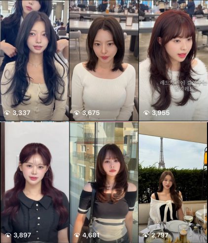 입봉 5개월 선생님의 수강 전 릴스 격자 — 조회수 3,337부터 2,797